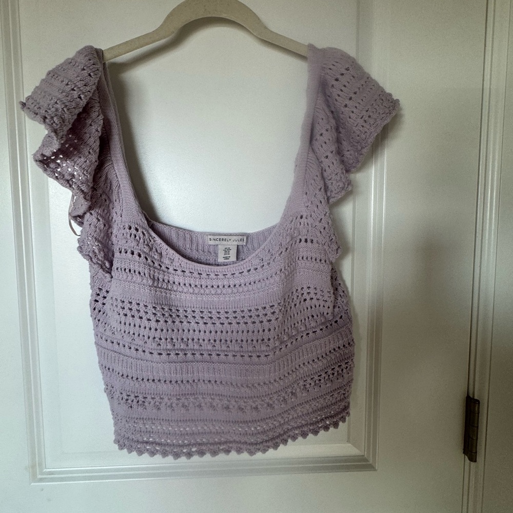 Forever 21 Light Purple Crochet Crop Top